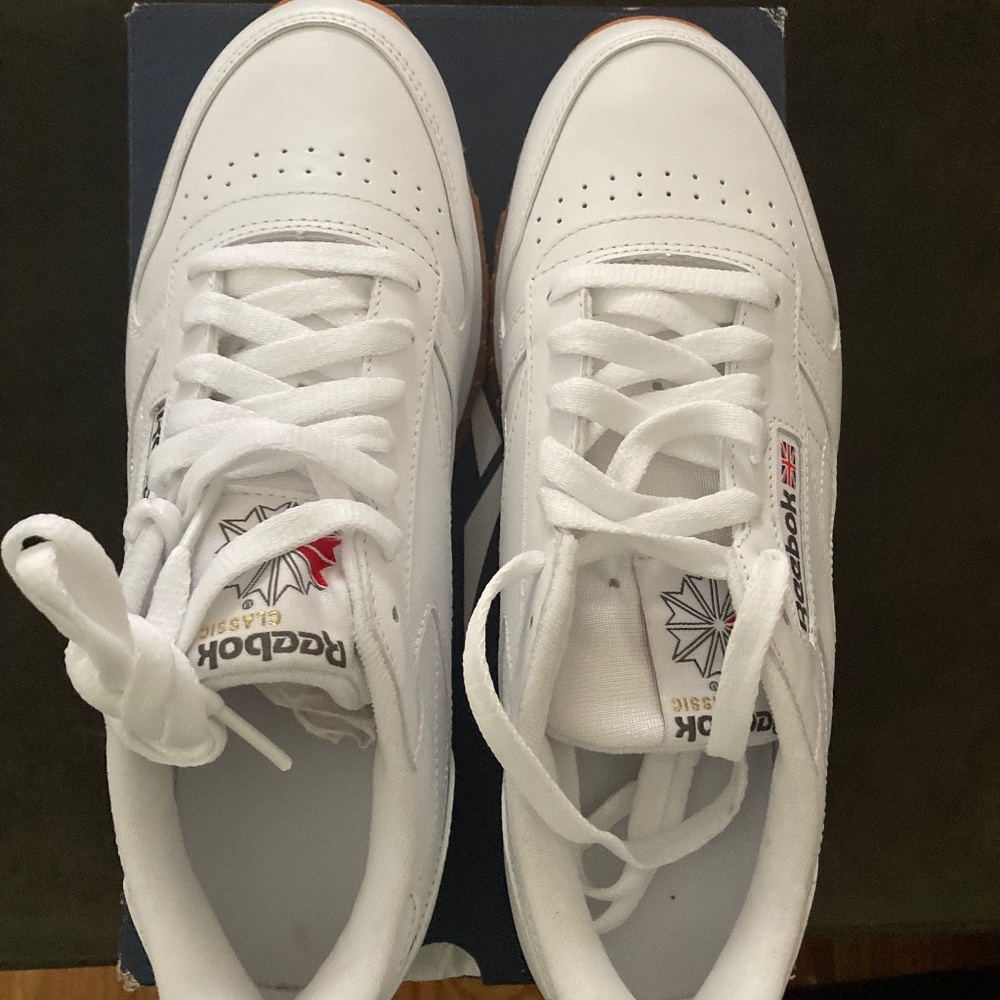 Reebok Classic White Leather Running Shoe (with gum bottoms)